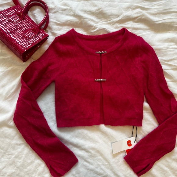 90s y2k style pink Cropped sweater& mini purse - Picture 7 of 11